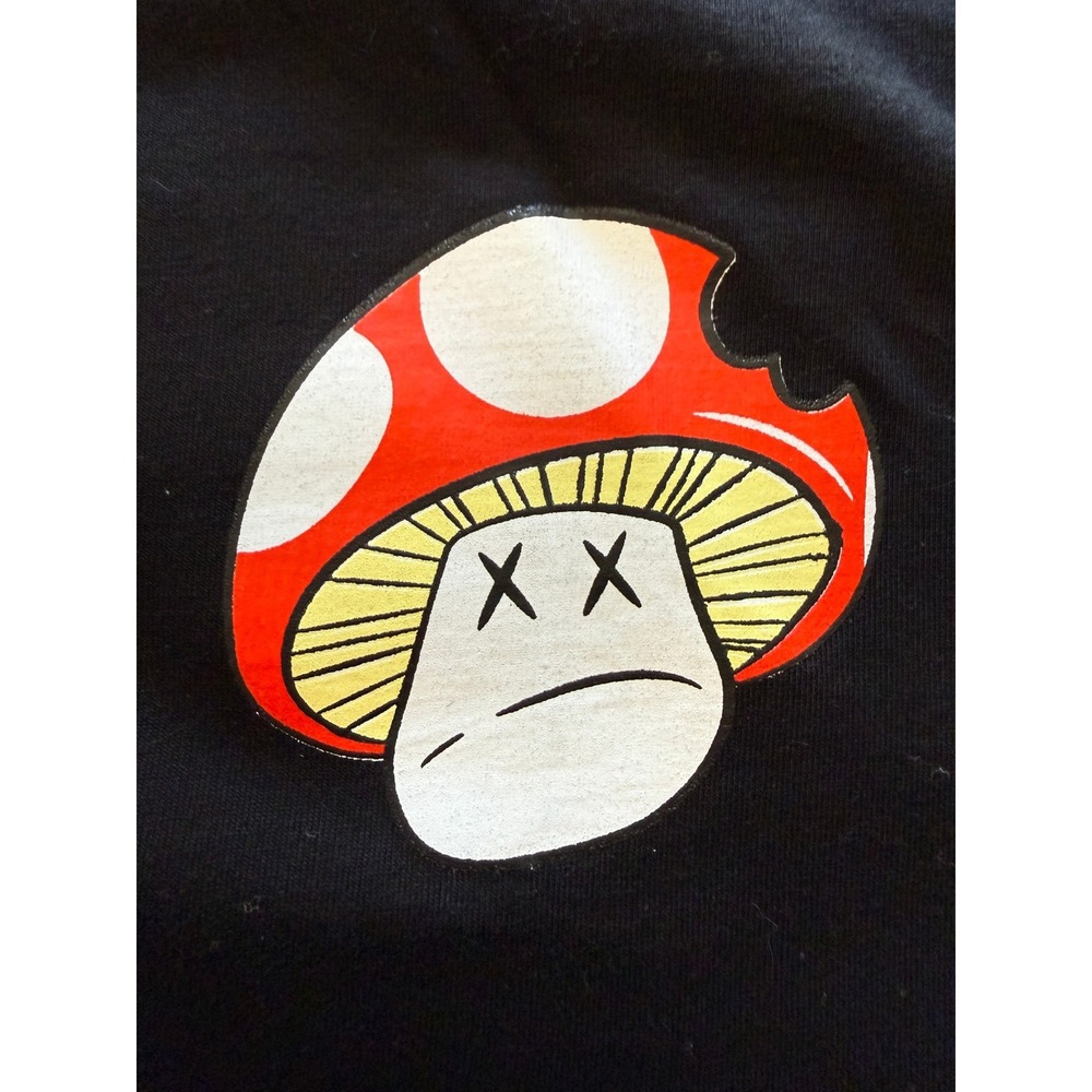 OK‎ Apparel Graphic T-Shirt Mens 2XL Black New Tattooed Peach Mario Mushroom Tee - Picture 7 of 7